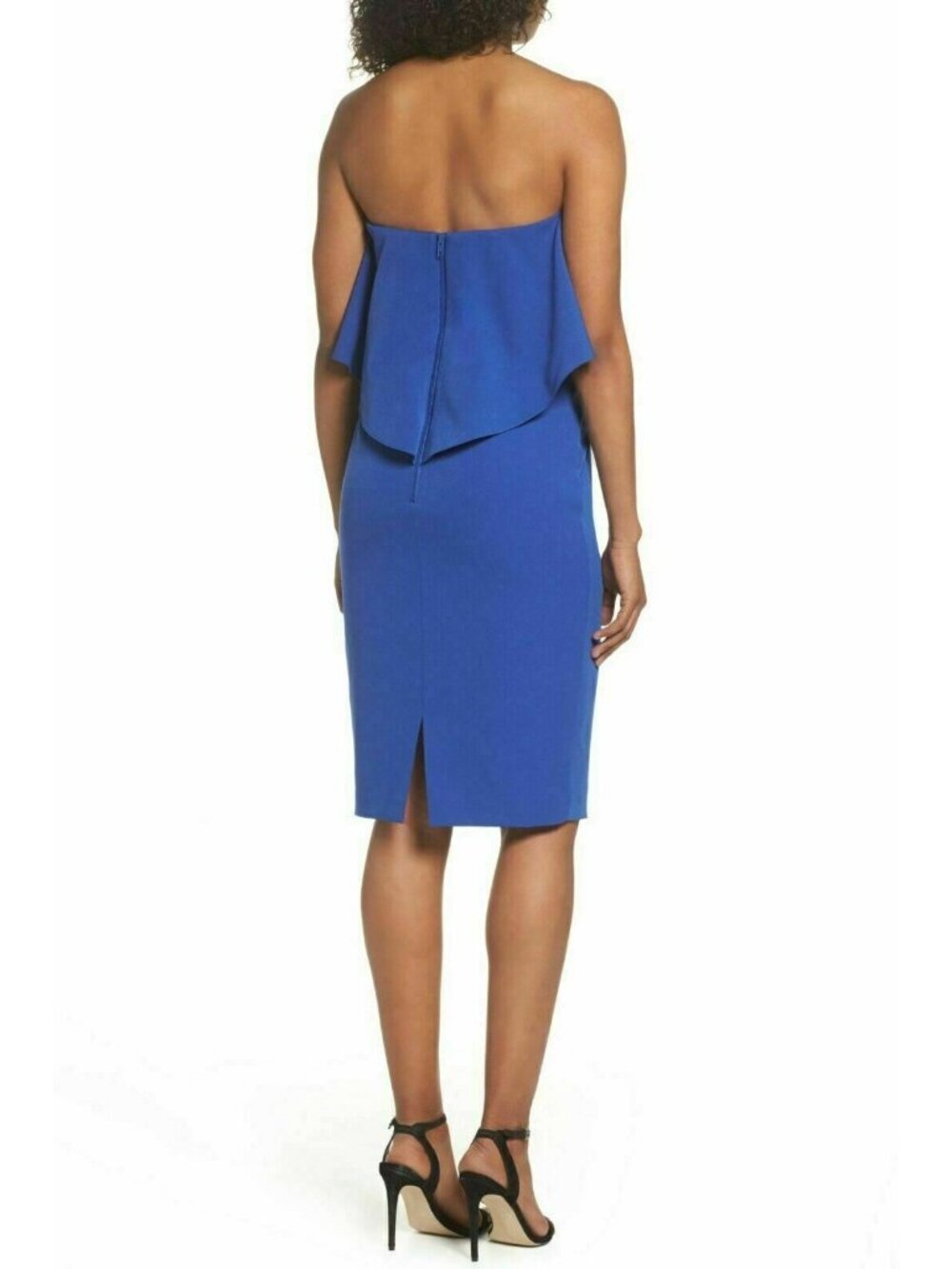 Chelsea28 Women’s Blue Surf Ruffle Strapless Stretch Crepe Sheath Dress 6 NWOT - Picture 7 of 16